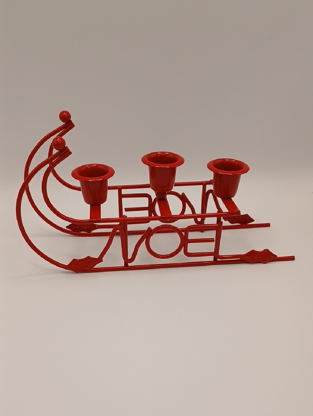 Red Metal 'Noel' Sleigh Candle Holder Taiwan